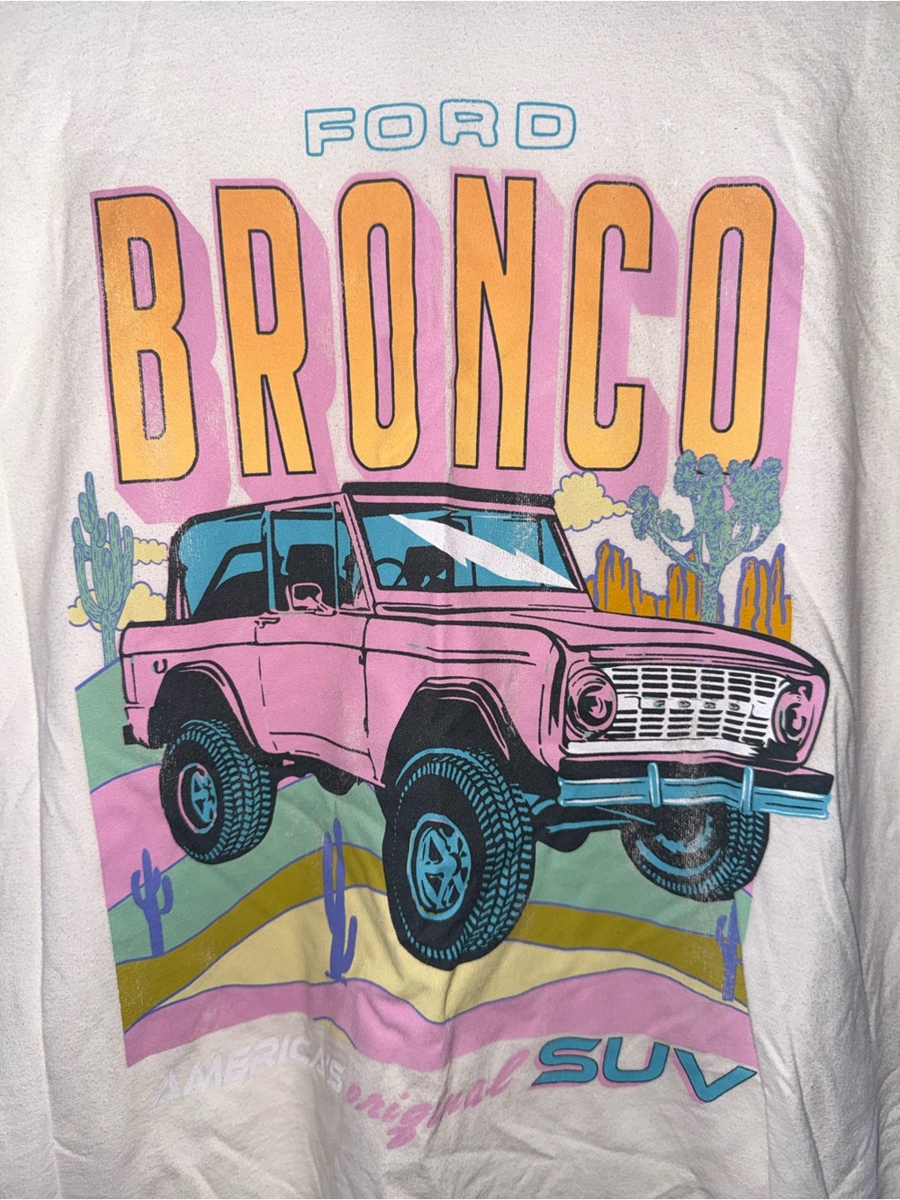 Ford / M / Bronco Graphic Tee - Pink & Yellow